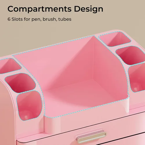 Miniatura 5 de UFORU Organizador de maquillaje para tocador con 2 cajones grandes, vitrina de cosméticos con soportes para cepillos, fácil de almacenar