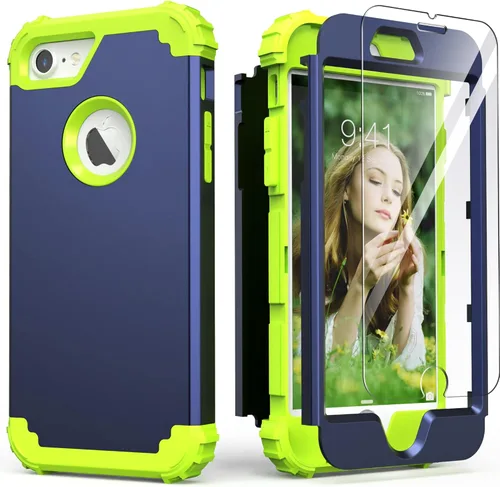 Miniatura 27 de IDweel Funda para iPhone 8, para iPhone 7 con protector de pantalla, 3 en 1, híbrida resistente a prueba de golpes, funda de policarbonato duro