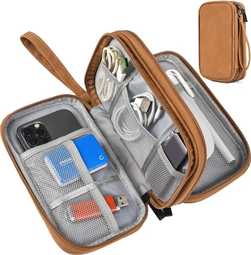 Organizador electrónico para cable de viaje, bolsa organizadora electrónica, funda organizadora de accesorios electrónicos impermeable para banco de