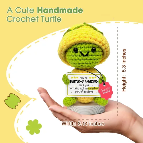 Miniatura 2 de Gossby Regalo de agradecimiento para mujeres, hecho a mano, tortuga positiva a ganchillo, gracias por ser una parte importante, agradecimiento