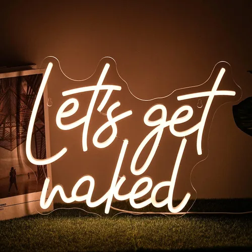 Miniatura 8 de Let's Get Naked - Letrero de neón rosa para decoración de pared, letras LED de neón para dormitorio, habitación de niñas, decoración de estoe