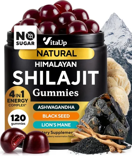 Miniatura 12 de VitaUp Gomitas Shilajit del Himalaya para hombres y mujeres – Gomitas Shilajit sin azúcar con ácido fúlvico – Energía pura, inmune y apoyo al