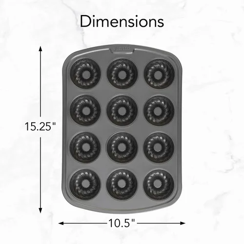 Miniatura 5 de GoodCook Mini molde estriado diario para tartas de construcción de acero antiadherente, hace 12 mini pasteles flautados, color gris