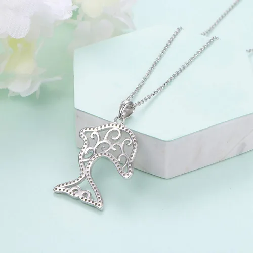 Miniatura 5 de Ladytree 925 Sterling Silver Stingray Necklace Manta Ray Turtle Dolphin Charm Tortoise Necklace Sea Animal Tree of Life Jewelry Sea Lover Gifts