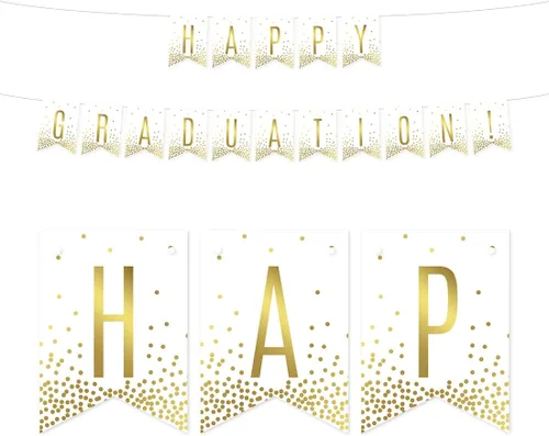 Miniatura 21 de Andaz Press Decoraciones divertidas de pancarta con diseño de confeti dorado metálico sobre blanco para fiestas de jubilación, la aventura comienza