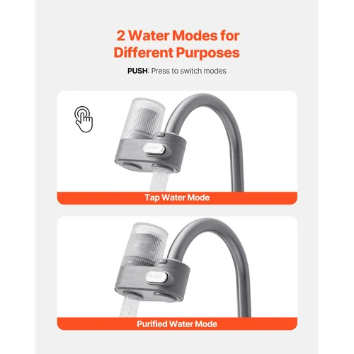 Miniatura 5 de Happybuy Grifo - Filtro de agua de montaje, purificador de agua vertical para fregadero, filtro de fibra de carbono certificado NSF, elimina
