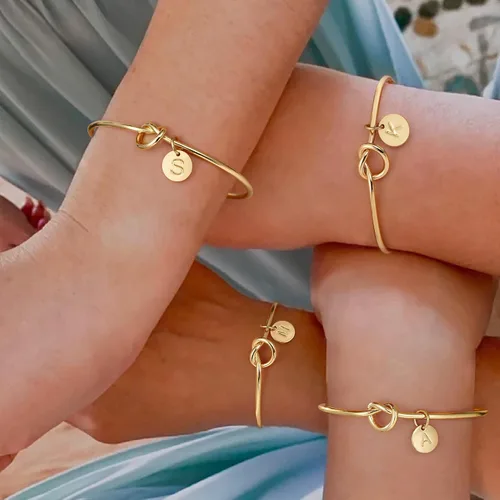 Miniatura 3 de Turandoss Initial Bracelets for Women - Dainty Knot Letter A-Z Initial Bracelet for Women, Personalized Cuff Bangle Bracelet for Women, Jewelry for