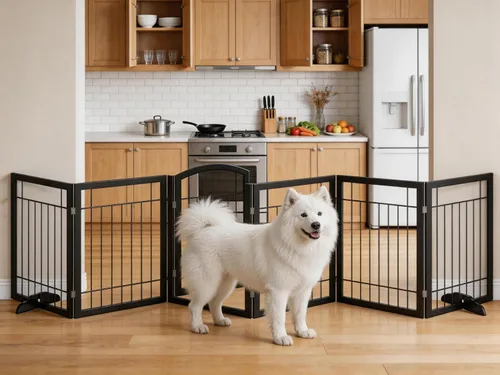 Miniatura 7 de Vantas 96 x 30 in Foldable Metal Dog Gate with Door Walk Through, Black Freestanding Stability, Extra Wide, Walk-Through Easy, Easy Storage, Easy