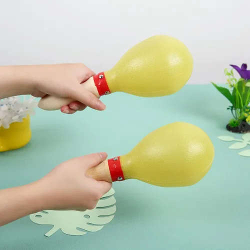 Miniatura 7 de Maracas, tamaño grande de 10 pulgadas, sonajero agitador de rumba, instrumento musical de percusión manual para adultos y niños, amarillo, juego de 2