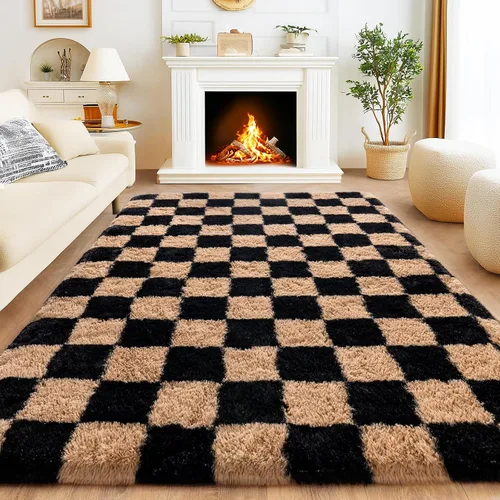Miniatura 115 de Awaytail Alfombra Esponjosa Lavable 2x3 Pies, Pura Negra Alfombra para Silla de Escritorio Antideslizante, Alfombra Supersuave para Niños