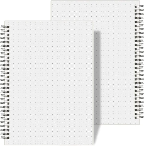 Miniatura 8 de AHGXG Paquete de 3 cuadernos en espiral, diario A5 con cuadrícula de puntos gruesos de 3.53 oz/m², tapa dura transparente, 80 hojas, para diario