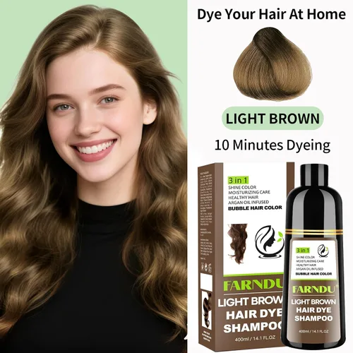 Miniatura 2 de Champú para teñir el cabello Farndu, cobertura de canas Seimi, permanente, instantáneo, 3 en 1, para mujeres y hombres, color de cabello castaño