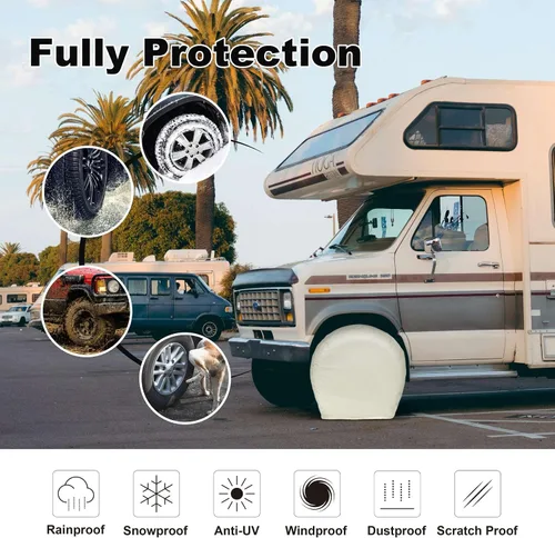 Miniatura 5 de Explore Land - Fundas para neumáticos, 2 unidades - Protector resistente para ruedas para camionetas, SUV, remolque, cámper, vehículos recreativos