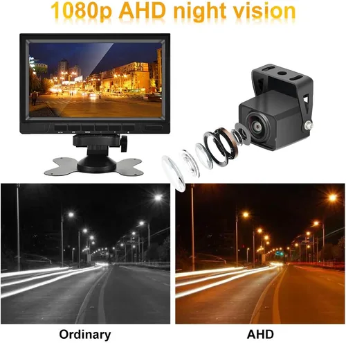 Miniatura 4 de AHD Cámara de respaldo dual con monitor DVR 1080P de 7 pulgadas, cámara de visión frontal y trasera, cámara de visión nocturna impermeable