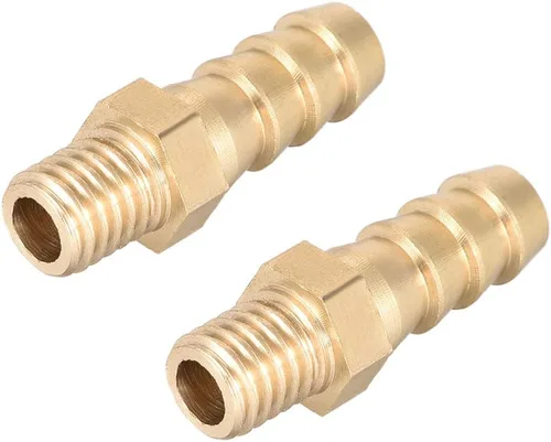 Miniatura 5 de uxcell Conector de montaje de latón métrico M5-0.8 macho a púa ajuste manguera ID 0.315 in 2pcs