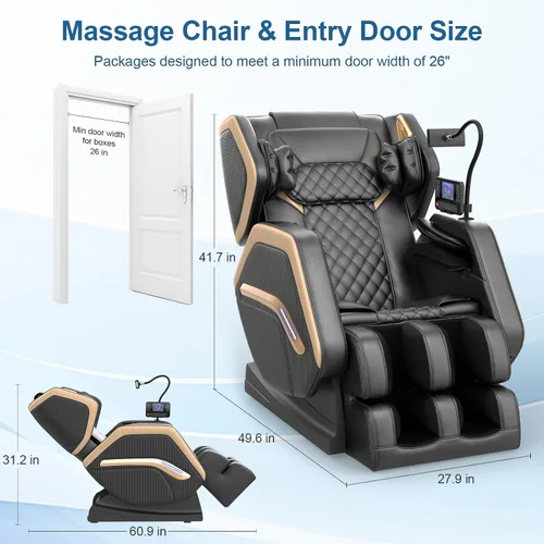Miniatura 2 de Silla de masaje de cuerpo completo, silla de masaje de gravedad cero 2026 para fatiga de espalda con 10 rodillos fijos, calefacción, bolsas de aire