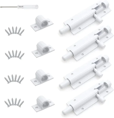 Miniatura 8 de Pestillo de Perno de Barril Deslizante Blanco de 3 Pulgadas, Cerradura de Puerta Deslizante de Aleación de Aluminio, Pestillo de Perno de Puerta