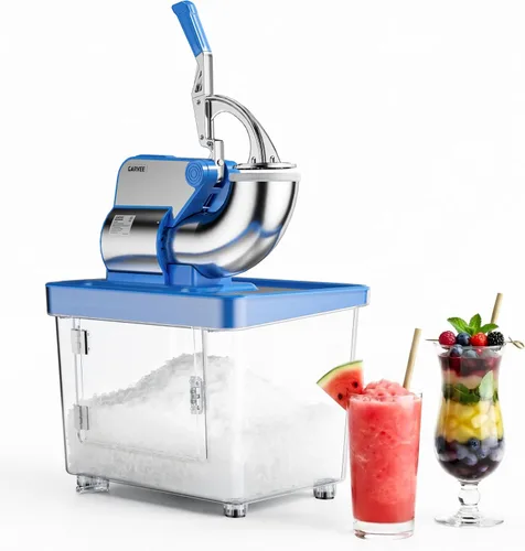 Miniatura 12 de Garvee Trituradora de hielo comercial de 209 libras/h, máquina eléctrica de cono de nieve de 300 W con 4 cuchillas de acero inoxidable, 1450 RPM