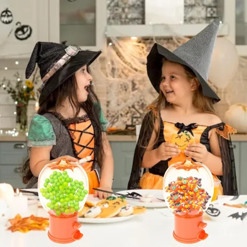 Miniatura 5 de A1U - Dispensador de dulces de plástico en forma de calabaza de Halloween de 6.5 pulgadas, organizador de almacenamiento para regalos de fiesta