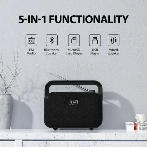Miniatura 4 de Avantree PowerByte - Radio FM portátil con potentes altavoces estéreo Bluetooth de 30 W y reproductor de tarjetas SD, tiempo de reproducción