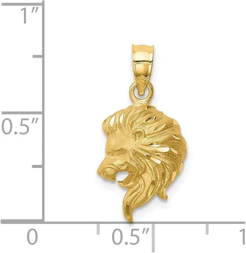 Miniatura 2 de Colgante de cabeza de león de oro amarillo de 14 quilates con corte de diamante para mujer