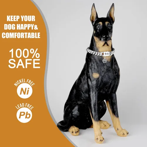 Miniatura 2 de Collar de cadena para perro, collar de acero inoxidable resistente de 0.394 pulgadas con eslabones cubanos, cadena de metal para perro con hebilla a