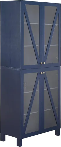 Crosley Furniture Cassai - Armario de almacenamiento alto para despensa con estantes, cocina, comedor o lavandería, color azul marino