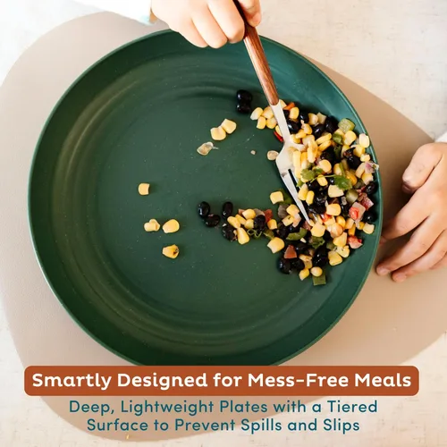Miniatura 4 de Nook Theory Juego de 8 platos reutilizables de paja de trigo - Platos de cena no tóxicos y sin plástico para niños y adultos, plato ligero
