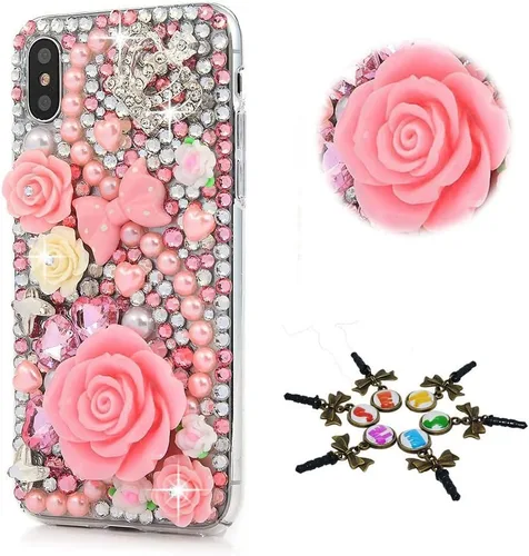 Miniatura 12 de Funda brillante compatible con Samsung Galaxy S20 FE 5G – Elegante funda 3D hecha a mano con diseño de diamantes de imitación de rosas, rosas