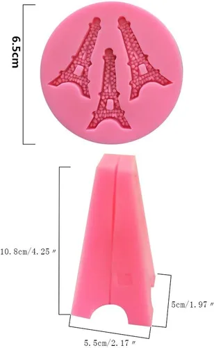 Miniatura 2 de 2 unids/set 3D París Torre Eiffel pastel Fondant molde silicona goma pasta azúcar artesanía molde para decoración de pasteles magdalenas Polímero