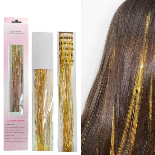 Miniatura 16 de Kit de oropel para el cabello, 18 colores de 48 pulgadas, extensiones de cabello de oropel de hadas resistentes al calor con herramientas, CC
