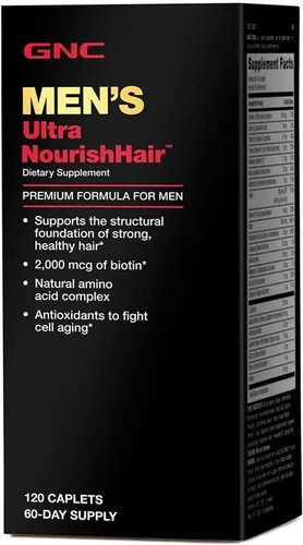 GNC Suplemento para el cabello ultra nutritivo para hombres, apoya el cabello fuerte y saludable, 120 cápsulas