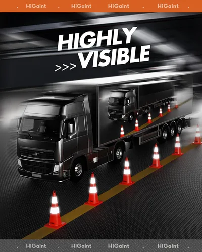 Miniatura 4 de HiGiant - Conos de seguridad de tráfico de 28 pulgadas con collares reflectantes, conos de PVC naranja resistentes para seguridad vial