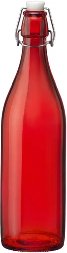 Miniatura 3 de Bormioli Rocco Giara Botella de bebida con tapa de abrazadera, 33.75 onzas, recipiente de vidrio a prueba de fugas para jugos y aderezos caseros