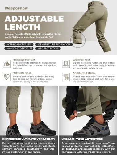 Miniatura 5 de Wespornow Hiking Travel Pants for Men Lightweight Water-Resistant Quick Dry Outdoor Pants for Fishing Camping