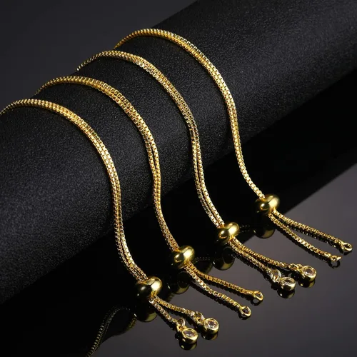 Miniatura 2 de Sureio 10 Piezas Pulseras Deslizantes Ajustables para Hacer Joyas Cadenas de Pulseras para Hacer Joyas DIY Accesorios Cadenas Extensoras con Dorado