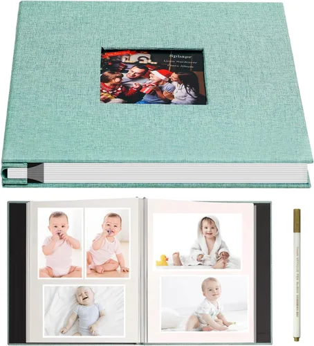 Miniatura 16 de Spbapr - Álbum de fotos grande autoadhesivo de 3 x 5, 4 x 6, 5 x 7, 8 x 10, álbum de recortes magnético, 40 páginas en blanco, cubierta de lino, Azul