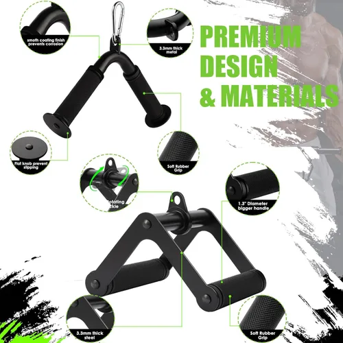 Miniatura 8 de Cable Machine Attachment Set LAT Pulldown Attachments,Cable Machine Accessories for Home Gym Weight Workout Include LAT Pulldown Bar,Double D Bar
