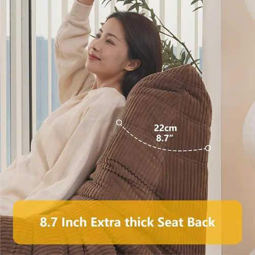 Miniatura 6 de N&V Sofá de suelo sin brazos de mediados de siglo, silla de pana suave de alta calidad, silla decorativa de espuma para sala de estar, dormitorio