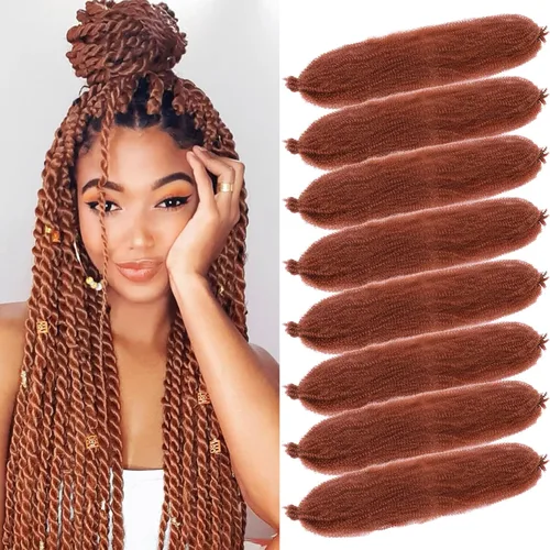 Miniatura 30 de Cabello Rizado Afro Elástico 8 Paquetes Cabello Trenzado Marley Twist Cabello Spring Twist Pre-Separado para Locs Falsos Cabello de Ganchillo Kinky