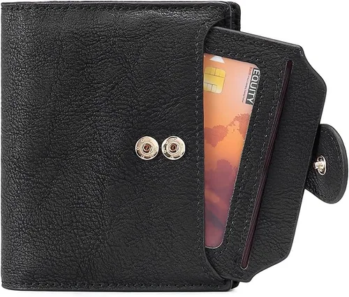 Miniatura 7 de CLUCI Cartera RFID triple pequeña para mujer, Negro