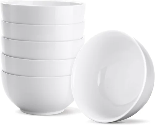 Miniatura 10 de Juego de 6 cuencos pequeños de cerámica blanca, cuencos de porcelana de 10 onzas para cocina, postre, arroz, guarnición, aperitivos, sopa, frutas