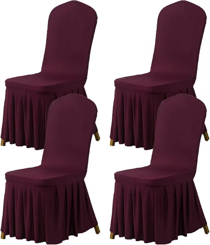 Miniatura 22 de Dimatic Juego de 2 fundas elásticas para sillas de comedor, fundas Parsons con falda, de elastano súper ajuste, funda protectora de asiento para Azul