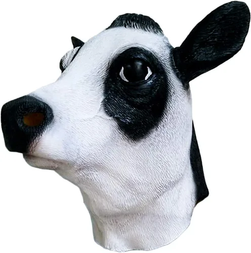 Miniatura 4 de HENGYUTOYMASK Máscara de cabeza de vaca de látex, vaca lechera, animal de granja, Moo, disfraz de Halloween, fiesta, mascarada, fiesta de disfraces