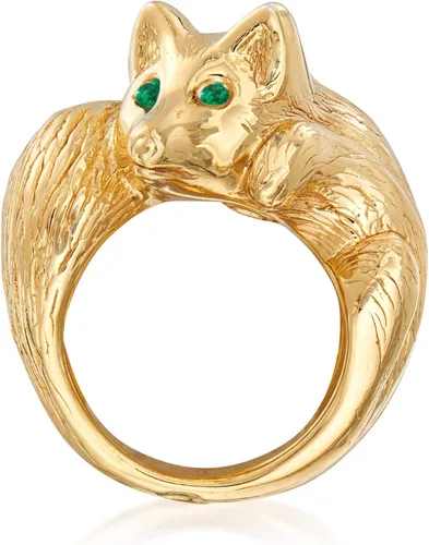 Miniatura 4 de Ross-Simons Anillo de oro italiano de 18 quilates sobre zorro de ley con detalles de esmeralda