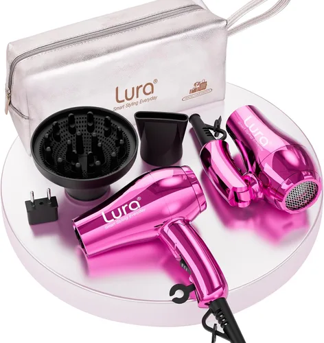 Miniatura 6 de LURA Secador de pelo automático de viaje de doble voltaje con difusor, secador de pelo de viaje mini con enchufe de la UE y enchufe del Reino Unido