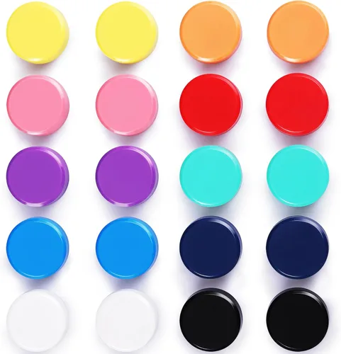 Imanes para nevera, paquete de 20 imanes fuertes para refrigerador, imanes redondos pequeños de 10 colores, lindos mini imanes decorativos para