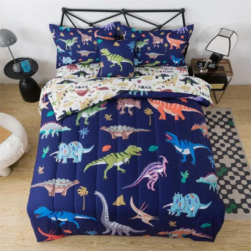 Miniatura 10 de lishjekee Juego de edredón de 6 piezas con diseño de animales de la selva para niños, juego de ropa de cama en una bolsa para niños y niñas