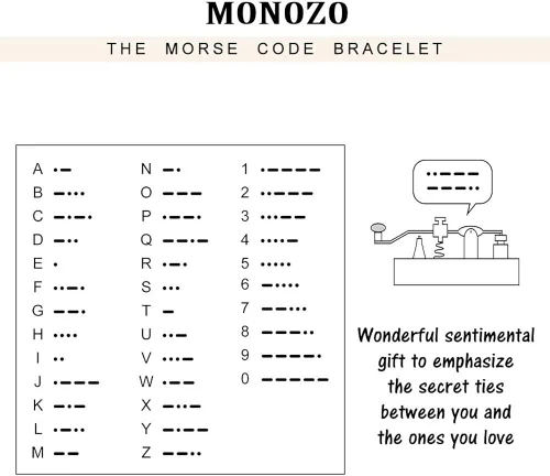 Miniatura 7 de MONOZO - Brazalete de código morse para mujer, cuentas de plata esterlina S925, brazalete de hilo de código morse, regalos inspiracionales