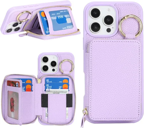 Miniatura 46 de Funda compatible con iPhone Air Wallet con tarjetero para iPhone Air, funda con cremallera y ranura para mujer, 5G de 6.5 pulgadas, color oro rosa